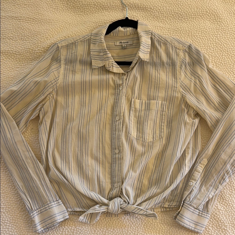 Madewell Beige and Blue Striped Women’s Blouse